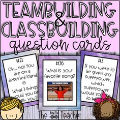 Have your students interact with each other in a fun and positive way! MY STUDENTS LOVE THESE CARDS!!! These cards are great for...Back to School activitiesIce breaker activitiesInterest InventoriesMeet-and-Greet activitiesBrain breaksTeambuildingClassbuildingEnd of school year activities The product includes:80 Teambuilding & Classbuilding Question CardsRecording Sheet (4 versions)You can get your students engaged with these cards in a variety of ways. Here are some examples:  Footloose, SC Quiz Quiz Trade, Relationship Activities, Teaching Second Grade, Icebreaker Activities, Question Cards, End Of School Year, Cooperative Learning, Team Building Activities