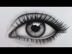 a drawing of an eye with long lashes