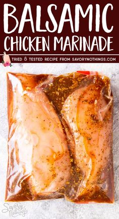 balsamic chicken marinade in a bag with text overlay