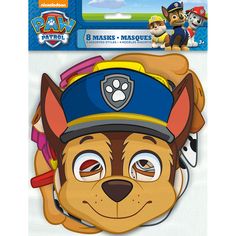 the paw patrol mask is on display in front of a white background with an image of a