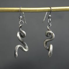 Snake Earring Snake Jewelry Set Snake Pendant Snake Charm | Etsy Symbolic Hand Forged Earrings As Gift, Snake Themed Jewelry, Hand-forged Snake-shaped Jewelry For Gifts, Nickel-free Unique Snake-shaped Jewelry, Handmade Snake-shaped Earrings As Gift, Handmade Snake Shape Earrings, Unique Snake-shaped Metal Jewelry, Silver Snake Shape Earrings, Hand Forged Silver Snake-shaped Jewelry