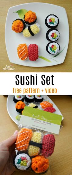 sushi set with free pattern and video