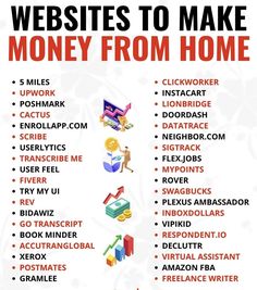 a poster with the words, website to make money from home and other things on it