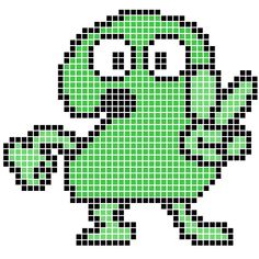 a pixellated image of a green monster