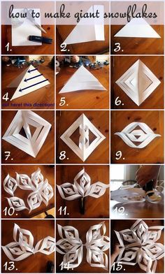 how to make giant snowflakes out of paper - step by step instructions for beginners