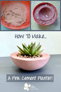 how to make a pink cement planter