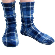 Polar Feet® Fleece Socks - Blue Flannel Fleece Socks, Foot Socks, Cozy Accessories, Tall Men, Blue Flannel, Winter Gear, Socks For Men, Cozy Flannel, Slipper Socks