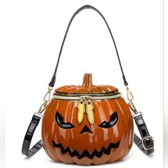 Chic Halloween Pumpkin Crossbody Bag With Dual Straps - Silicone, Zip Closure, Vintage Style Nwt Size 7.87 By 8.66 Inch Weird Bags, Bags Unique, Novelty Purses, Chic Halloween, Zucca Halloween, Vintage Crossbody Bag, Top Handbags, Halloween Bags, Estilo Chic