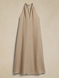 Pauline Linen Midi Dress | Banana Republic Chic A-line Linen Dress For Vacation, Chic Unlined Linen Daywear Dress, Chic Linen Midi Dress For Vacation, Chic Unlined Linen Dress For Daywear, Summer Midi Dress With Pleated Back, Summer Workwear Midi Dress Unlined, Unlined Midi Dress For Summer Workwear, Chic Unlined Midi Dress For Work, Chic Unlined Linen Dress For Spring