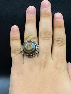 Wonderful Afghani Silver Ring With Beautiful Suleimani Aqeeq Agate For Protection From Evil Eyes , Size 9 US Protection From Evil, Evil Eyes, Agate Ring, Size 10 Rings, Evil Eye, Statement Rings, Silver Ring, Agate, Gemstone Rings