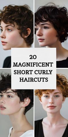 Discover 20 fabulous short curly haircuts that will redefine your style. Embrace the beauty of your natural curls with these trendy and manageable hairstyles. Whether you prefer a bold pixie or a soft bob, there's a perfect haircut for every curly-haired beauty. Upgrade your look with these inspiring options that are sure to turn heads. Short Hair Styles Wavy Naturally Curly, Short Hairstyle Women Thick Curly Hair, Short Curly Hair For Round Face Shape, Naturally Curly Short Hairstyles, Funky Curly Haircuts, Curly Hair Trends 2024, Curly Pixie Cuts Round Face Curls, Naturally Curly Short Hair