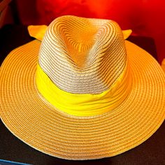 Approx. Dimensions: 22-1/2"L X 4"W; One Size Adjustable-Fit Band Packable Fabric Tie Trim Polyester Spot Clean Womens Tie, Wide Brimmed, Nine West, Floppy Hat, Women Accessories, Trim, Band, Hats, Yellow