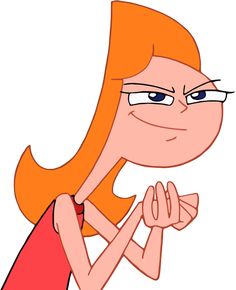 a cartoon girl with red hair and glasses is looking at her hand on her chest