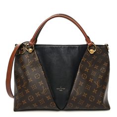 This is an authentic LOUIS VUITTON Monogram V Tote MM in Black. This chic handbag is crafted of Louis Vuitton monogram coated canvas in brown and black calfskin leather. The bag features a hidden zippered pocket on the front, polished gold hardware, rolled leather handles, and an optional adjustable leather shoulder strap. The top zipper opens to a black microfiber interior with patch pockets. High-end Monogram Canvas Shoulder Bag For Formal Occasions, Black Monogram Canvas Shoulder Bag, Luxury Evening Bag In Signature Coated Canvas, Brown Leather Trim Bag For Everyday Luxury, Black Monogram Canvas Shoulder Bag For Business, Formal Shoulder Bag With Detachable Handle In Coated Canvas, High-end Formal Shoulder Bag In Signature Coated Canvas, Luxury Signature Coated Canvas Evening Bag, Business Black Monogram Canvas Shoulder Bag