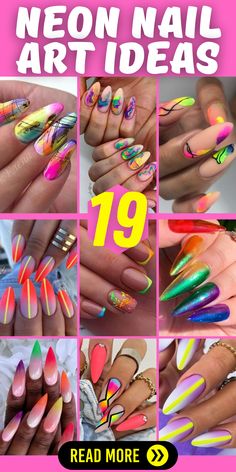 Express your love for color with neon nails that are a true work of art. Let your creativity flourish with designs that showcase the allure of bold shades like pink, green, and orange. Whether your preference is short square or long coffin nails, these neon ideas will add a pop of excitement to your style and help you stand out in any crowd. Vibrant Nail Colors, Lime Green Nails, Neon Yellow Nails, Neon Pink Nails, Neon Nail Art, Beach Nail Art, Neon Summer, Neon Nail Designs, Pink Nail Colors