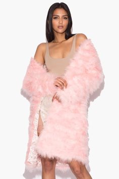 Long Baby Pink Fluffy Feather Jacket Marabou Winter Womens | Etsy Chic Fluffy Fur Coat, Chic Fluffy Fur Coat For Spring, Chic Fitted Fluffy Outerwear, Fitted Pink Fur Coat For Fall, Chic Fluffy Fitted Fur Coat, Chic Fitted Fluffy Fur Coat, Chic Faux Fur Outerwear With Feather Trim, Fluffy Fur Coat For Fall Party, Spring Party Fur Coat With Faux Fur Lining