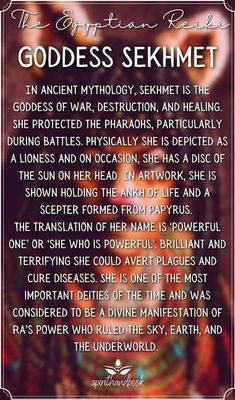 an image with the words goddess sehimet on it