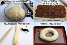 instructions to make dough and roll out the dough for pies or breadsticks