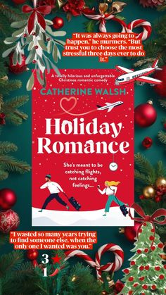 the holiday romance flyer is shown in red and green