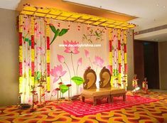 Half Saree Decoration Ideas At Function Hall, Voni Function Decoration, Pellikooturu Decor, Panchalu Function, Deepavali Decorations, Simple Baby Shower Decorations, Cradle Decoration, Mehndi Decoration, Indian Baby Shower Decorations