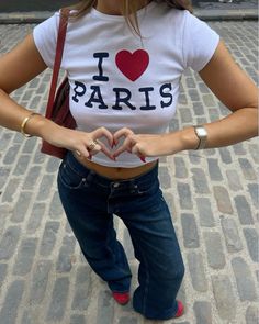 Paris Shirt, Parisienne Chic, Slim Fit Crop Top, Paris T Shirt, I Love Paris, Vintage Crop Tops, Paris Outfits, Baby T Shirts