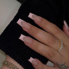 Pale Pink Nail Designs, Baby Pink French Tip Nails, Blush Pink Nails, Pink Tip Nails, Pale Pink Nails, Classy Acrylic, Baby Pink Nails, Baby Rosa, Formal Nails