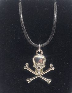 Skull and Crossbones Necklace 17.5 inches, adjustable Adjustable Silver Skull Necklace, Silver Adjustable Skull Necklace, Casual Skull Jewelry For Halloween, Casual Halloween Skull Jewelry, Skull And Crossbones, Pendant Necklaces, Necklace Etsy, Necklaces, Ships