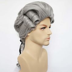 Category:Synthetic Wig; Gender:Men's; Wig Type:Cosplay Wig; Color Shade:Gray; Hair Material:Synthetic Hair; Cap Construction:Machine Made; Texture:Curly; Length:Medium Length; Heat Resistant:Yes; Listing Date:11/04/2020; Hairstyle:With Ponytail; Can Be Permed:No Judge Wig, Mens Wigs, Men's Wigs, Anime Wigs, Long Hair Wigs, Grey Wig, Masquerade Costumes, Black And Blonde, Wigs Online