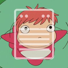 a cartoon character with red hair and big eyes