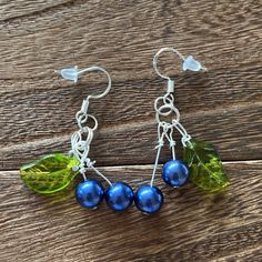 Blue Berries Dangling Earrings 925 Earring Hooks With Glass Leaves. Great Idea For Mother’s Day Gift And Will Also Come In A Fabric Gift Bag. That Is Also A Homemade. Blueberry Jewelry, Berry Earrings, Fabric Gift Bag, Homemade Earrings, Blue Berries, Blue Berry, Jewelry Blue, Fabric Gift Bags, Dangling Earrings