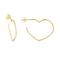 Birmingham Jewelry - 14K Yellow Gold Tilted Open Heart Hoop Earrings - Birmingham Jewelry Spike Hoop Earrings, Sophisticated Jewelry, Heart Hoop Earrings, Mini Hoop Earrings, Chic Earrings, Girlfriend Birthday, Heart Shaped Earrings, Yellow Gold Jewelry, Fine Jewels