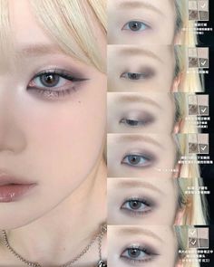 Japanese Makeup Step By Step, Dark Kpop Makeup, Asian Smokey Eye Makeup Tutorial, Downturned Asian Eye Makeup, Douyin Makeup Pictorial, Cat Eye Douyin Makeup, Douyin Makeup Eye Tut, Spicy Douyin Makeup, Chinese Eye Makeup Tutorial