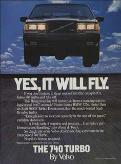 an advertisement for the volvo turbo sedan