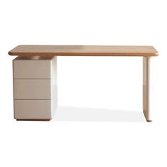 an office desk with two drawers on the top and one drawer at the bottom, against a white background