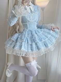 Doll Aesthetic Outfits, Disney Princess Decorations, Blue Baby Doll Dress, Puppy Boy, Blue Babydoll Dress, Princess Decorations, Dolly Dress, Outfit Inspiration Women, Clothes Items