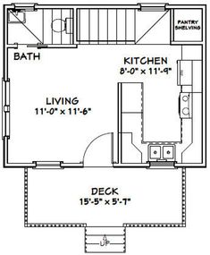 the floor plan for a two bedroom, one bath apartment with an attached kitchen and living room