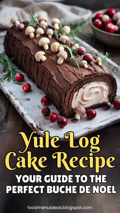 Discover how to make the best Yule Log Cake recipe, an easy-to-follow holiday cake that’s a showstopper for winter gatherings. This traditional Buche de Noel with a light sponge cake, whipped cream filling, and chocolate frosting makes the ultimate winter dessert and treat. Learn all the simple techniques to roll and decorate this classic holiday recipe! Fancy Cake Decorating, Log Cake Recipe, Yule Log Cake Recipe, Yule Log Recipe, Christmas Yule Log, Yule Log Cake, Holiday Cake, French Cake, Log Cake