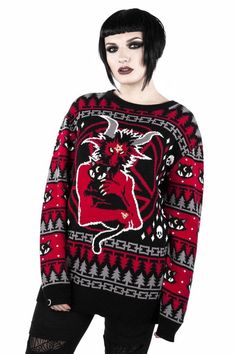 romwe christmas - Buscar con Google Happy Festivus, The Black Parade, Creepy Christmas, Goth Clothing, Highway To Hell, Ugly Christmas Sweaters, Black Parade, Stairway To Heaven