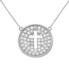 cut out cross necklace White Gold Necklace With Large Cross Pendant, Spiritual Cross Necklace With Large Pendant, White Gold Cross Necklace With Large Pendant, Symbolic White Gold Cross Necklace, Spiritual White Gold Cross Pendant Necklace, Symbolic Sterling Silver Cross Necklace, Symbol Of Christianity, Christian Symbols, Holy Cross