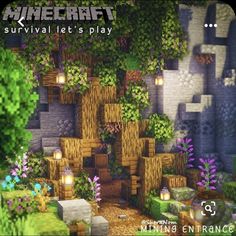 a minecraft survival let's play map with lots of plants and flowers on it