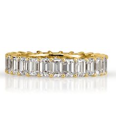 4.00ct Emerald Cut Diamond Eternity Band in 18k Yellow Gold Emerald Cut Diamond Eternity Band, Emerald Cut Diamond Ring, Diamond Eternity Band, Emerald Cut Diamond, Yellow Gold Setting, Unique Bracelets, Eternity Band Diamond, Diamond Eternity, Fine Jewelry Collection