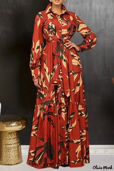 Olivia Mark - Elegant Turn-Down Collar Long Dress with Belted Detail Harvey Outfits, Maxi Shirts, Breezy Dress, Long Evening Gowns, Maxi Shirt Dress, Plus Size Maxi, Style Upgrade, Dress Shirts For Women, Long Gown