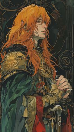 #midjourney #midjourneyart #inspiration #foryou #pourtoi #ai #elden #w... | TikTok Orange Hair Drawing, Long Red Hair Man Character Art, Orange Hair Male Character Art, Red Hair Fantasy Art, Red Haired Goddess Art, Red Hair Angel Fantasy Art, Arte Peculiar, Mythology Art, Orange Hair