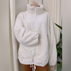 Cozy A Fluffy And Soft Fleece Jacket, Adjustable Toe At The Bottom Shown In The Picture. From Smoke And Pet Free Home I Always Accept Reasonable Offers Bundle Your Items To Save More! Check My Closet For More Clothes, Handbags, Shoes, Jewelry And More Posh Ambassador, Buy With Confidence! Happy Poshing! Winter White Fluffy Long Sleeve Outerwear, Soft Hooded Fall Outerwear, Casual Soft Winter Outerwear, Casual Long Sleeve Soft Outerwear, Oversized Cozy Fleece Jacket For Loungewear, Cozy Fluffy Long Sleeve Outerwear, Oversized Long Sleeve Fleece Jacket For Loungewear, Soft Casual Outerwear For Loungewear, Casual Soft Outerwear For Loungewear