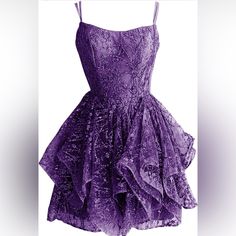 Purple Corset Top Fluffy Beaded Dress. Lace Up Back Beautifully Designed. Built In Cups. Layered Short Ball Gown Dress. Dark Purple Ball Gown Short, Dark Purple Dress Short Lace, Purple And Black Cocktail Dress, Purple Dress Short Puffy, Purple Masquerade Dress Short, Purple Corset Top, Black Sequin Prom Dress, Dress Lace Up Back, Coral Prom Dress