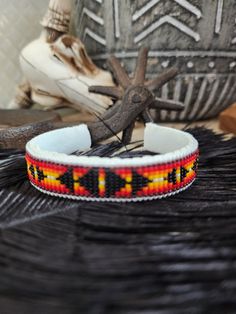 Native American Handmade Leather 11 Row Beaded Cuff By Shirley Begay 5/8" Festival Beaded Cuff Bracelet, Beaded Cuff Bracelet For Festivals, Adjustable Cuff Beaded Bracelets For Festival, Beaded Cuff, Handmade Leather, Bracelet Patterns, Out Of Style, Leather Handmade, Bead Work