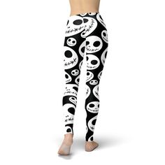 About This Product These trendy Jack Skellington style leggings are perfect for the gym, casual athleisure, or just for comfortable everyday use! Crafted from 92% double brushed polyester and 8% spandex, these gothic leggings are built for superior performance and comfort. Advanced printing application helps to prevent graphics from fading over time, ensuring long-term wearability. The high waistband offers a comfortable fit and these skeleton leggings fit true to size. Handcrafted in the USA, t Goth Workout, Skeleton Leggings, Gothic Leggings, Style Leggings, Legging Fits, Halloween Skeleton, Halloween Skeletons, Halloween Women, Jack Skellington