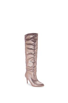 The Carvela Stand Out is a knee high boot in a metallic bronze. The upper is completely embellished in crystals. Heel height: 110mm. Bronze Boots, Evening Trousers, Denim Wedding, Boot Stand, Sequin Outfit, Boots Knee, Sunglasses Shop, Fit N Flare Dress, Boots For Sale