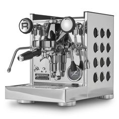 an espresso machine is shown on a white background