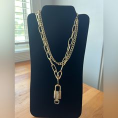 Authentic Lv Lock And Key #312. Multi Strand Gold Tone Necklace Unbranded. Super Cute And Stylish. Louis Vuitton Jewelry, Locks & Key, Lock And Key, Gold Tone Necklace, Multi Strand, Authentic Louis Vuitton, Womens Jewelry Necklace, Gold Tones, Super Cute